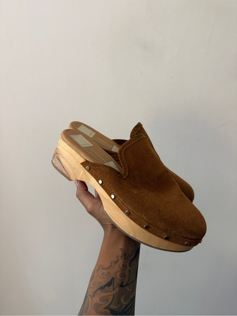 Dolce Vita Suede Clog Mules in Chestnut Brown
